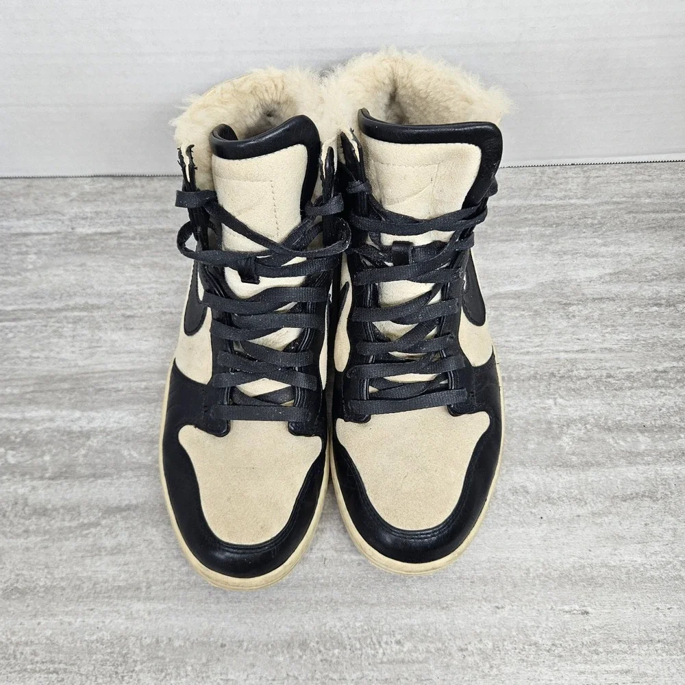 Nike Dunk High‎ Lux SP Sherpa Sneaker Shoes US 9 744301-002 Black Beige